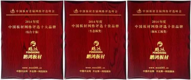 鵬鴻實力再獲肯定，蟬聯木業網2017年度“生態板十大品牌”