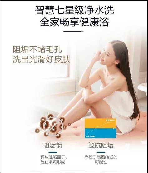 海爾纖享熱水器AS搭載智慧七星級(jí)凈水洗，可使洗浴水質(zhì)更健康